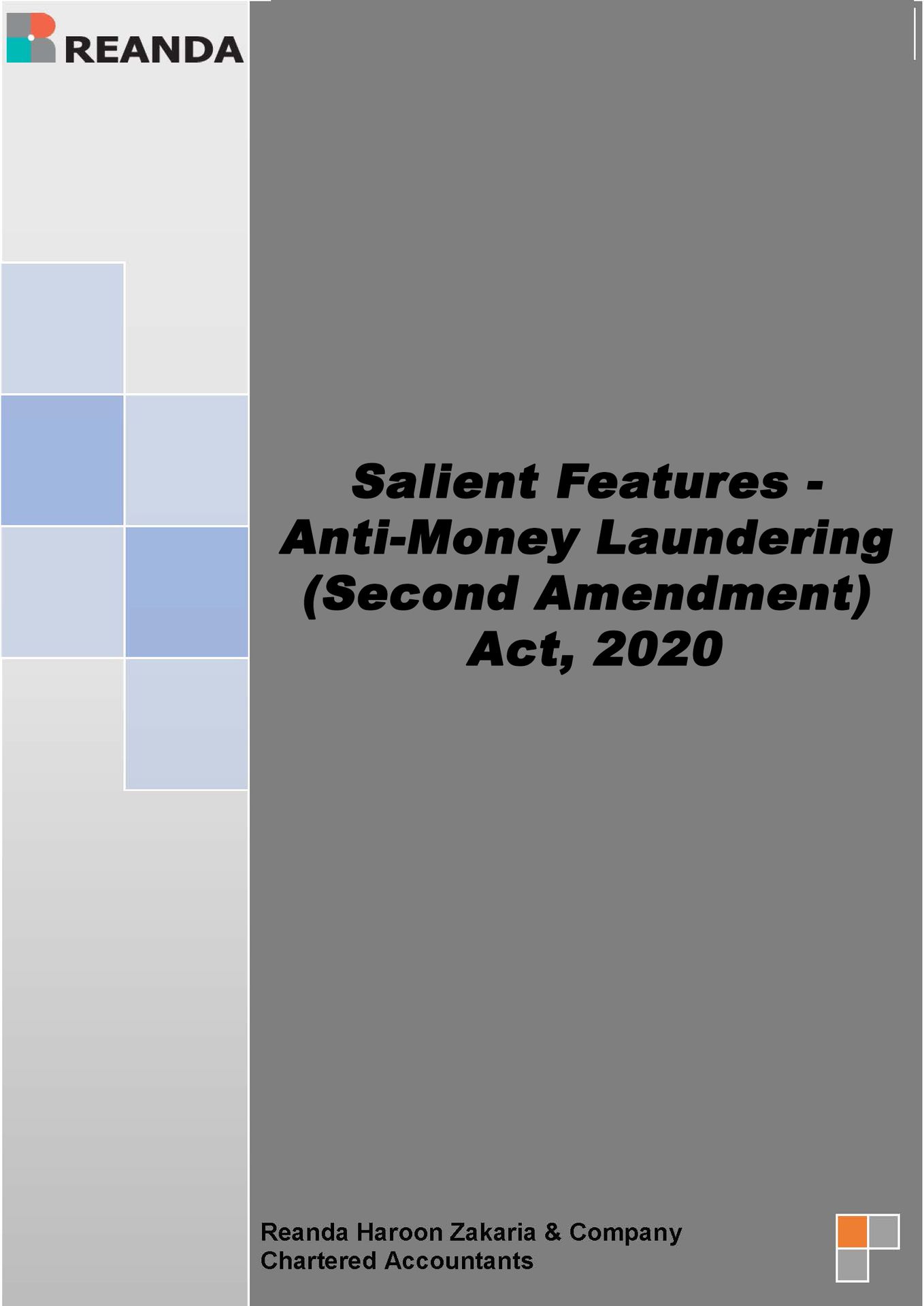 Salient Deatures-Anti-Money Laundering (Second Amendment) Act, 2020