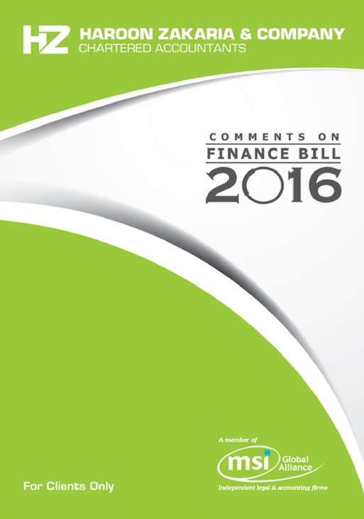 Comments on Finance Bill 2016